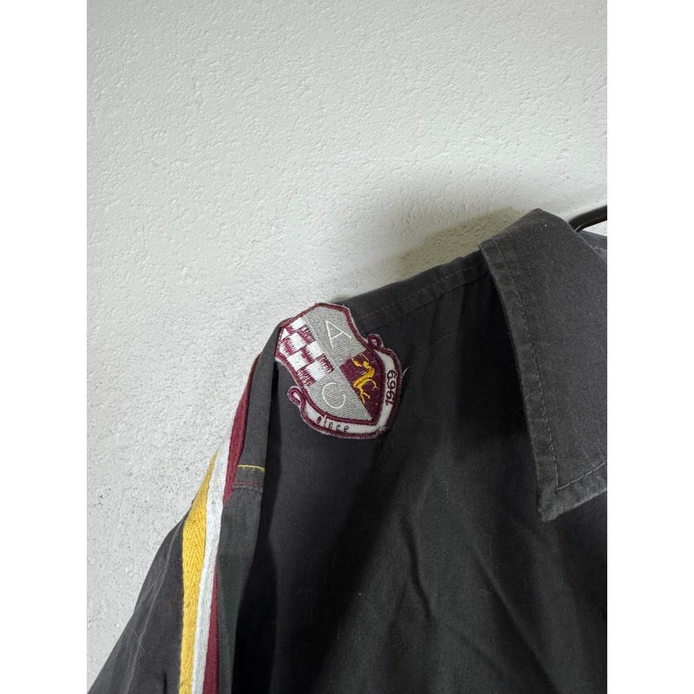 Vintage Giorginni Shirt Mens Gray SM69 Flight Air Speed Race Patch Button Up - Picture 6 of 10